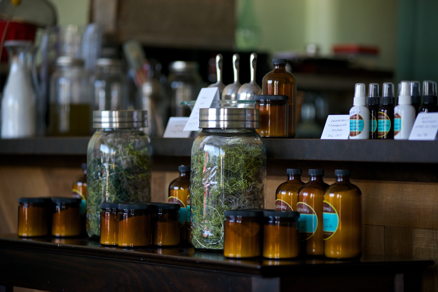 A variety of tinctures and skin care at Fig & Honey in Boise.