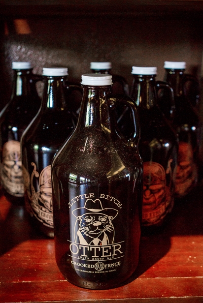Growlers of Crooked Fence beer from Garden City, Idaho.