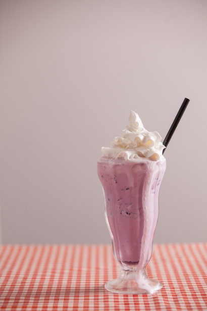 huckleberry milkshake with whipped cream