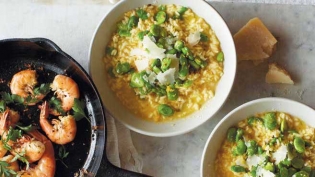 lemon risotto with sauteed fresh fava beans